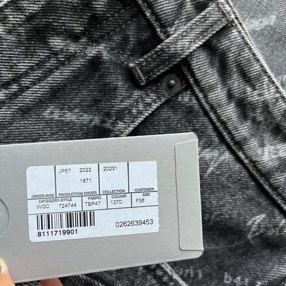 NWT Balenciaga Logomania Mini Skirt Black Denim Allover Logo Print Fitted - Picture 3 of 13